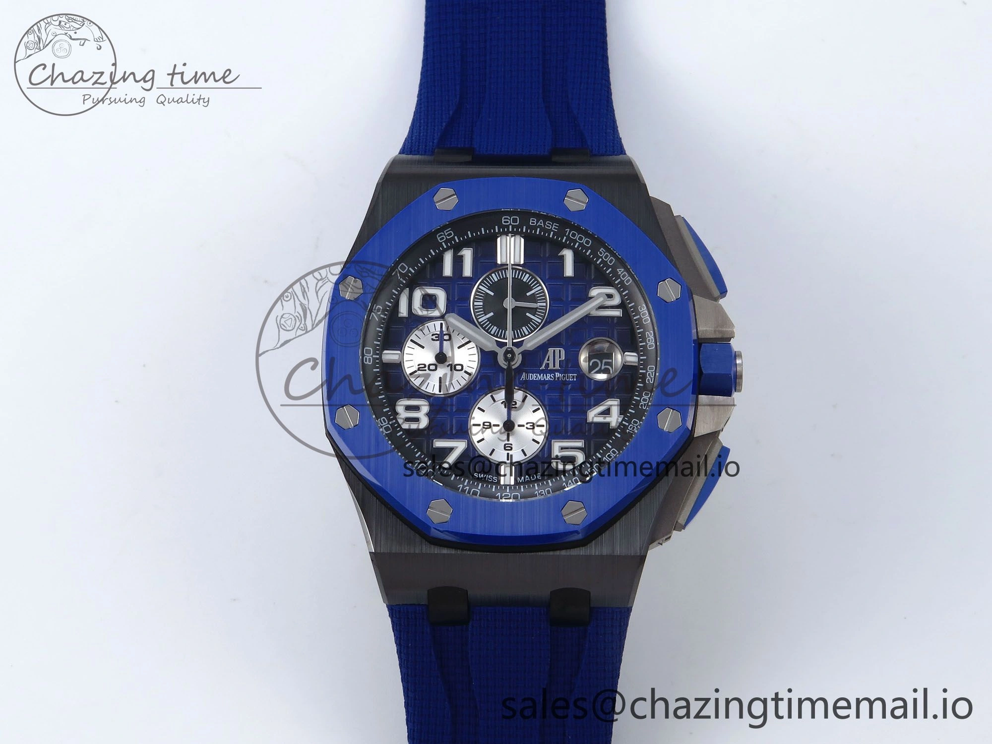 Royal Oak Offshore 44mm Black Ceramic TKF 1:1 Best Edition Blue Dial on Blue Rubber Strap A3126
