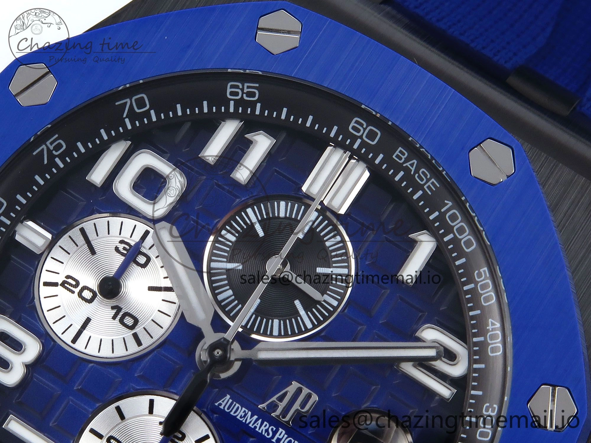 Royal Oak Offshore 44mm Black Ceramic TKF 1:1 Best Edition Blue Dial on Blue Rubber Strap A3126