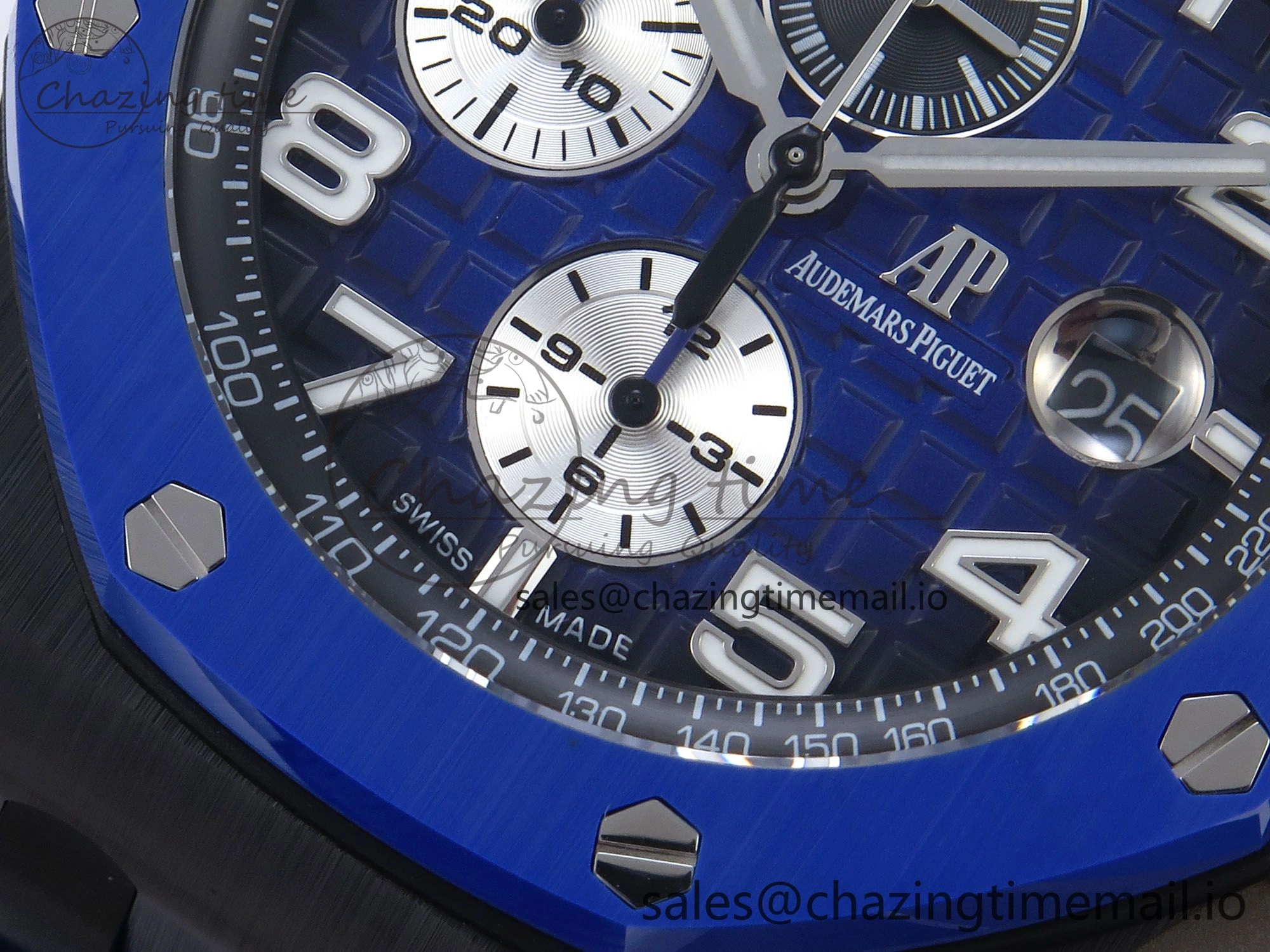 Royal Oak Offshore 44mm Black Ceramic TKF 1:1 Best Edition Blue Dial on Blue Rubber Strap A3126