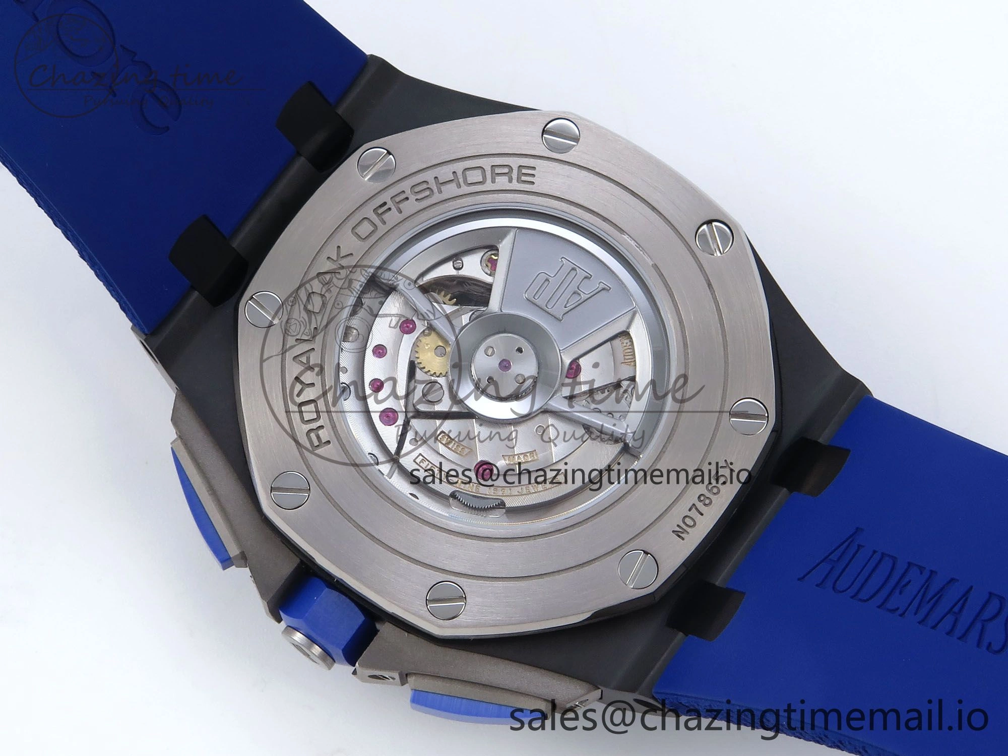 Royal Oak Offshore 44mm Black Ceramic TKF 1:1 Best Edition Blue Dial on Blue Rubber Strap A3126