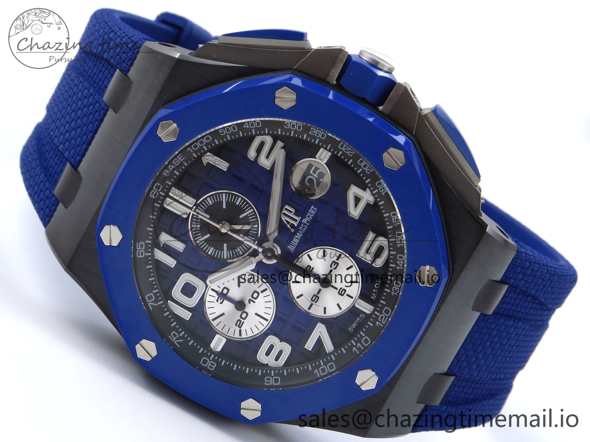 Royal Oak Offshore 44mm Black Ceramic TKF 1:1 Best Edition Blue Dial on Blue Rubber Strap A3126