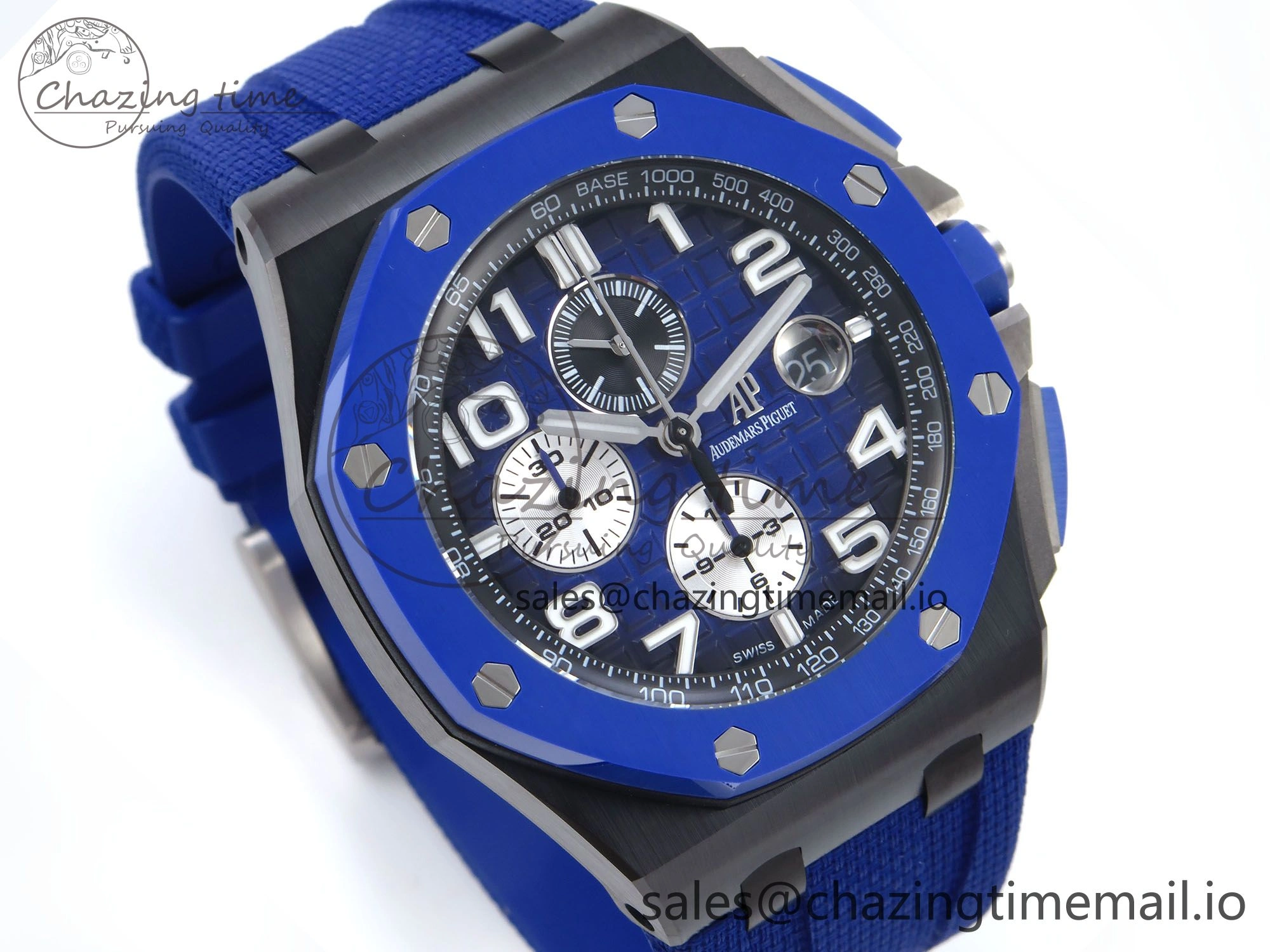 Royal Oak Offshore 44mm Black Ceramic TKF 1:1 Best Edition Blue Dial on Blue Rubber Strap A3126