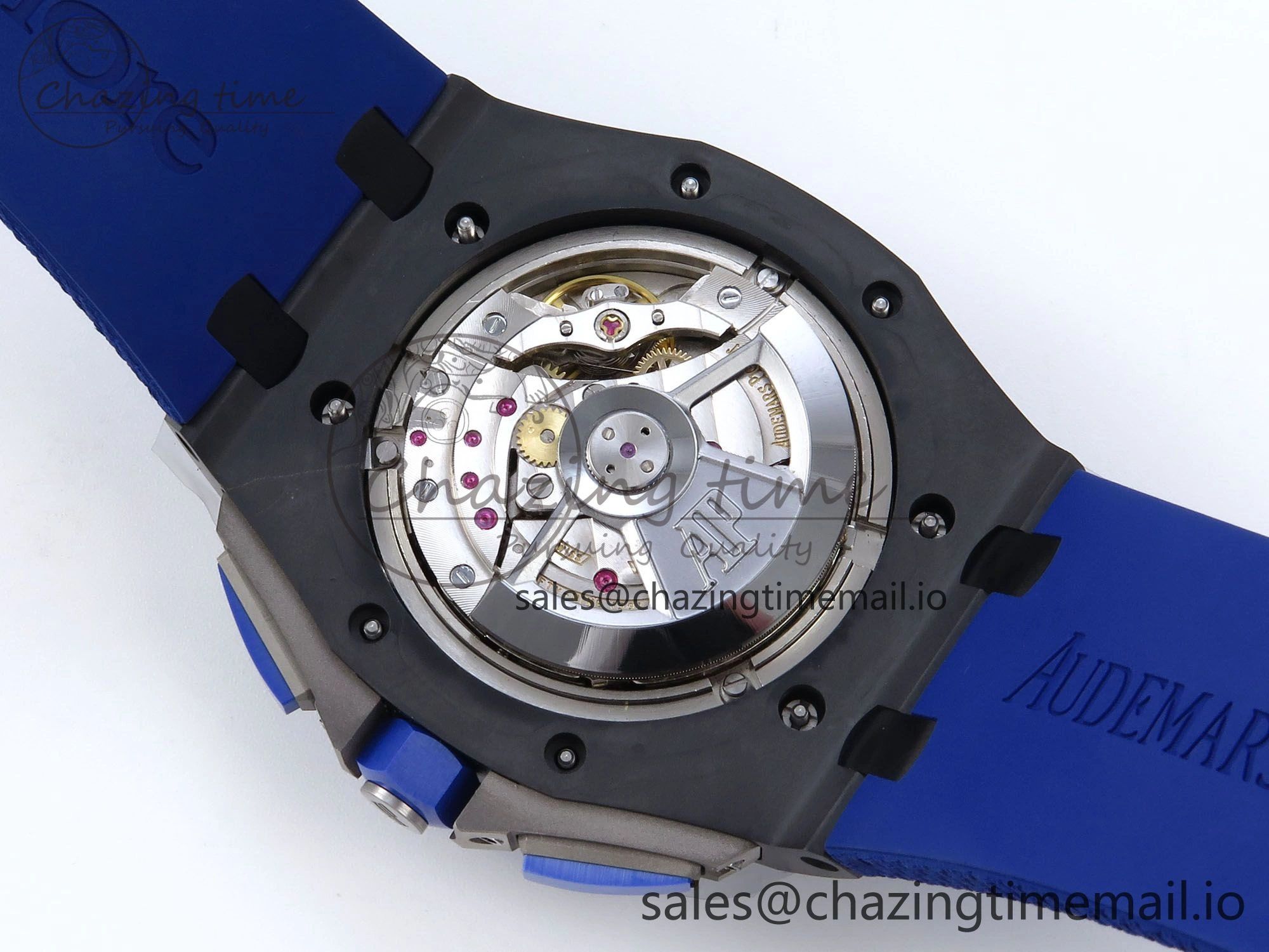 Royal Oak Offshore 44mm Black Ceramic TKF 1:1 Best Edition Blue Dial on Blue Rubber Strap A3126