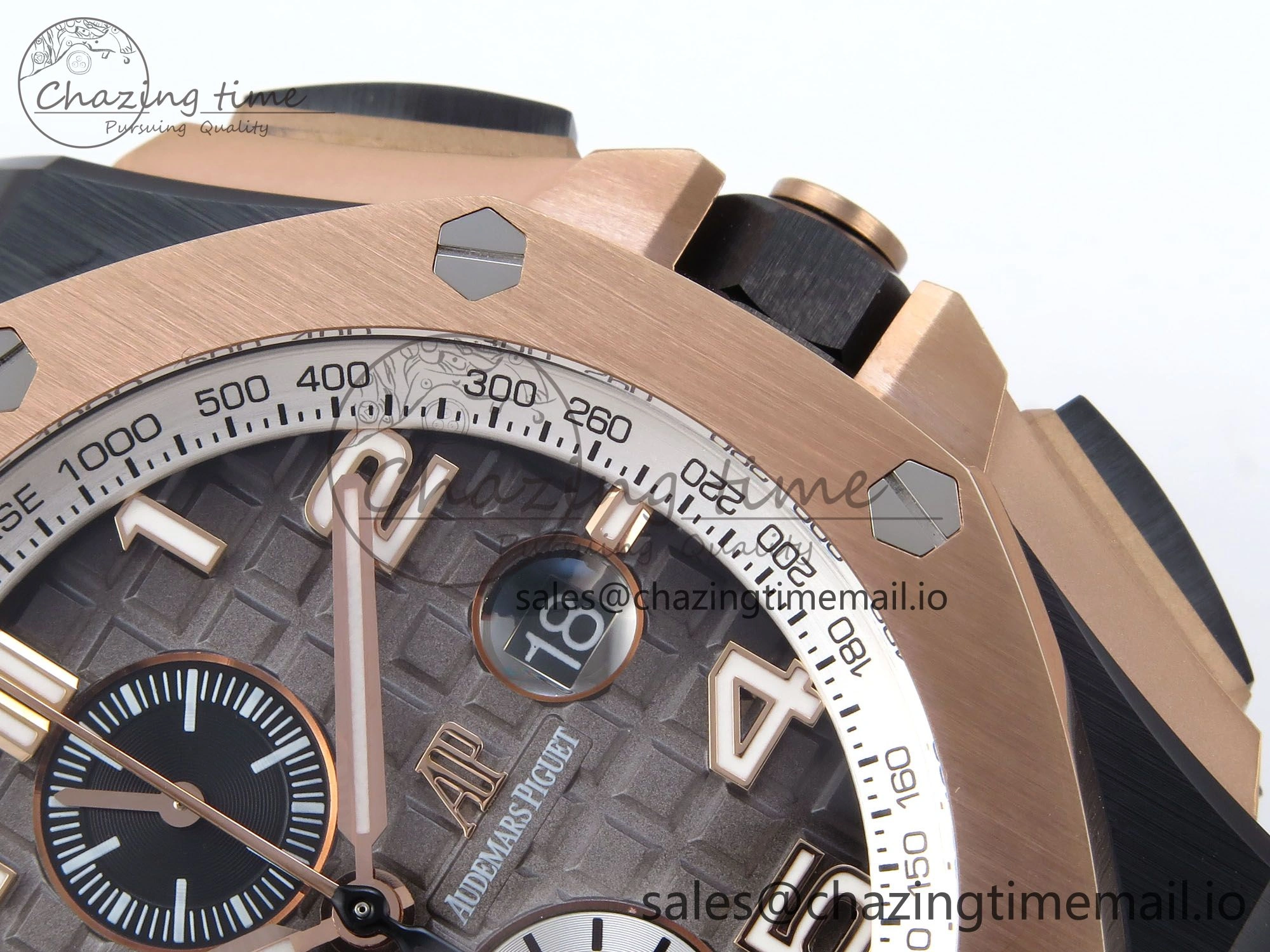 Royal Oak Offshore 44mm Black Ceramic TKF 1:1 Best Edition Gray Dial RG Bezel on Black Rubber Strap A3126