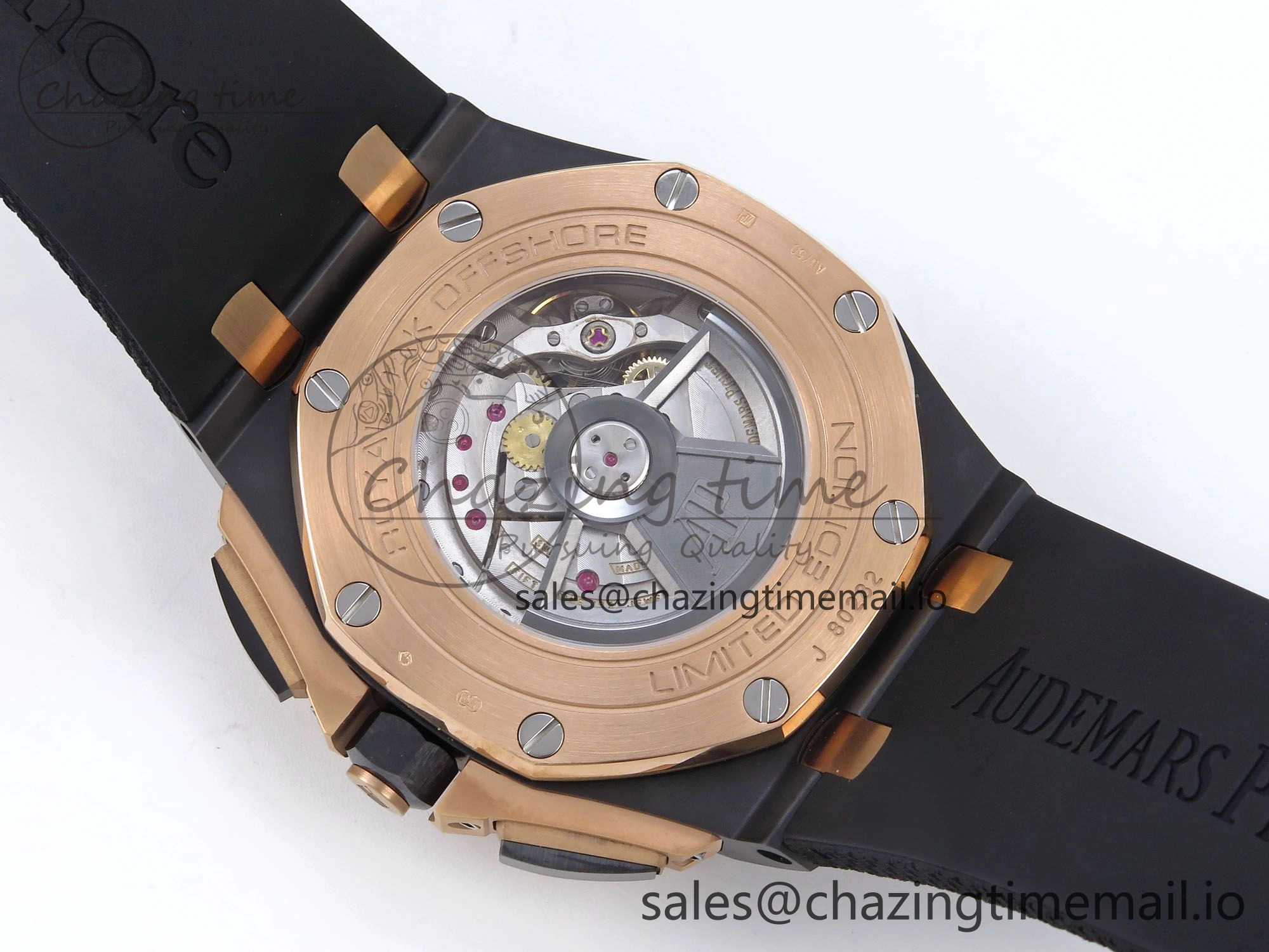 Royal Oak Offshore 44mm Black Ceramic TKF 1:1 Best Edition Gray Dial RG Bezel on Black Rubber Strap A3126
