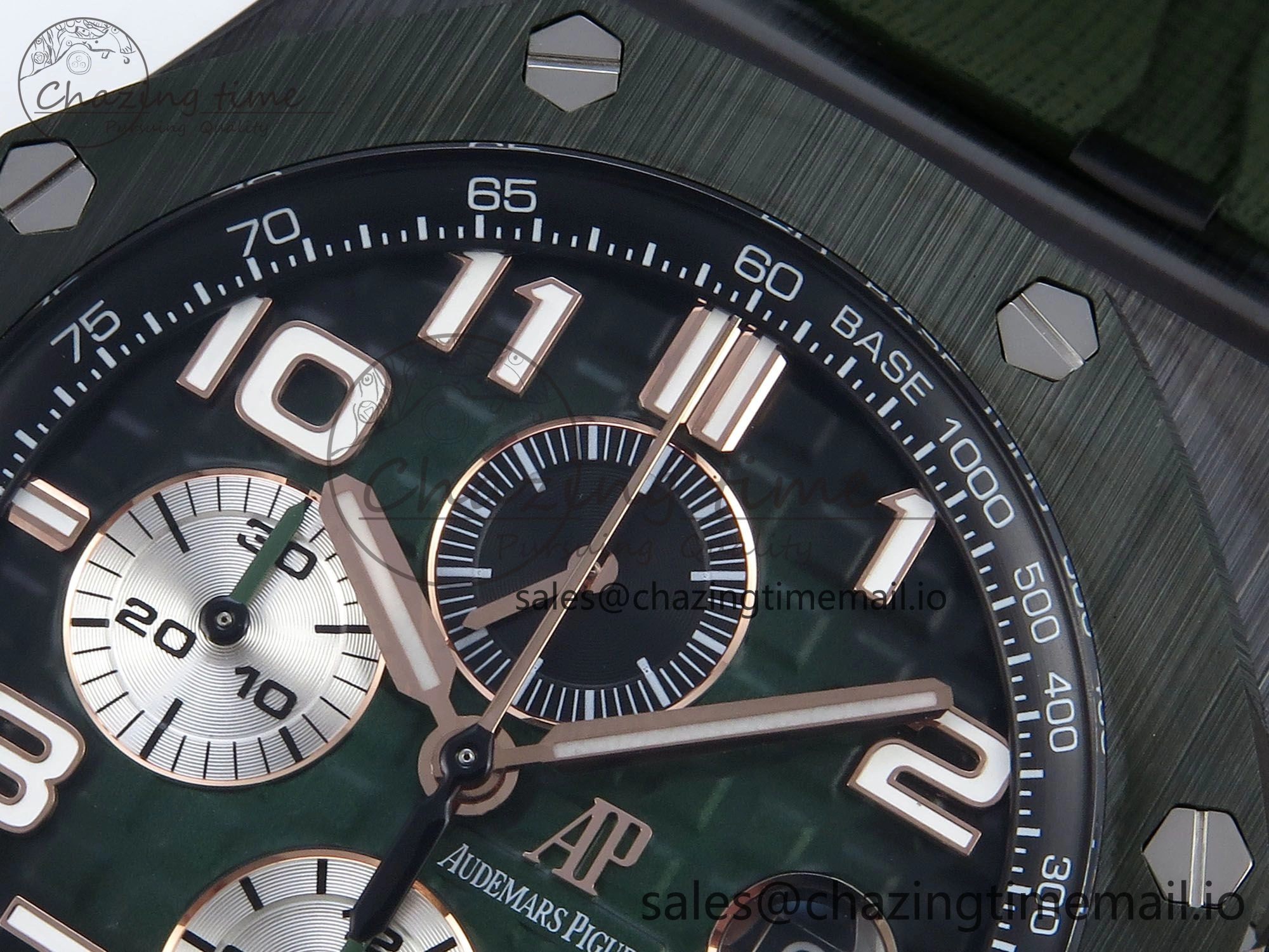 Royal Oak Offshore 44mm Black Ceramic TKF 1:1 Best Edition Green Dial on Green Rubber Strap A3126