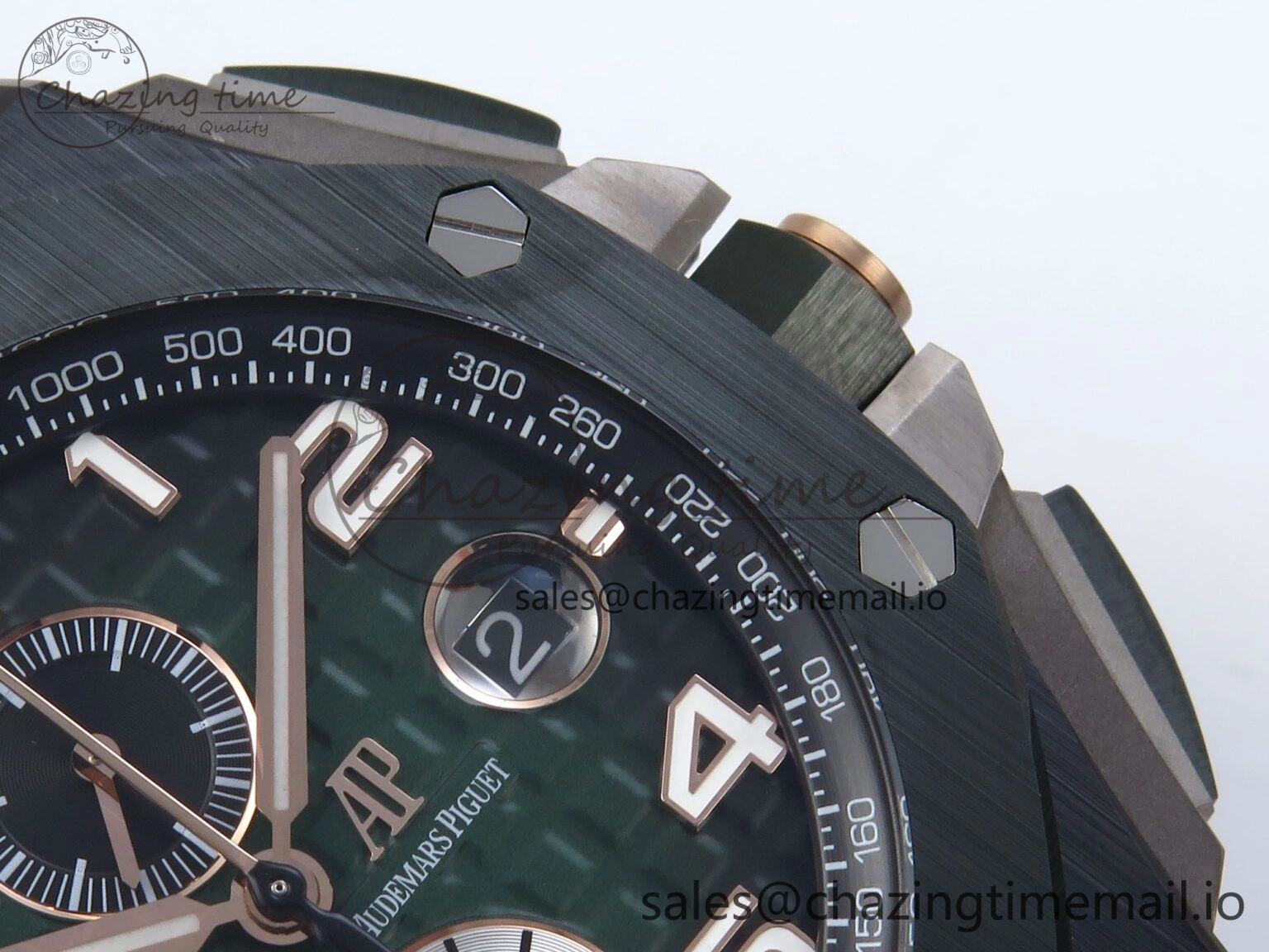Royal Oak Offshore 44mm Black Ceramic TKF 1:1 Best Edition Green Dial on Green Rubber Strap A3126