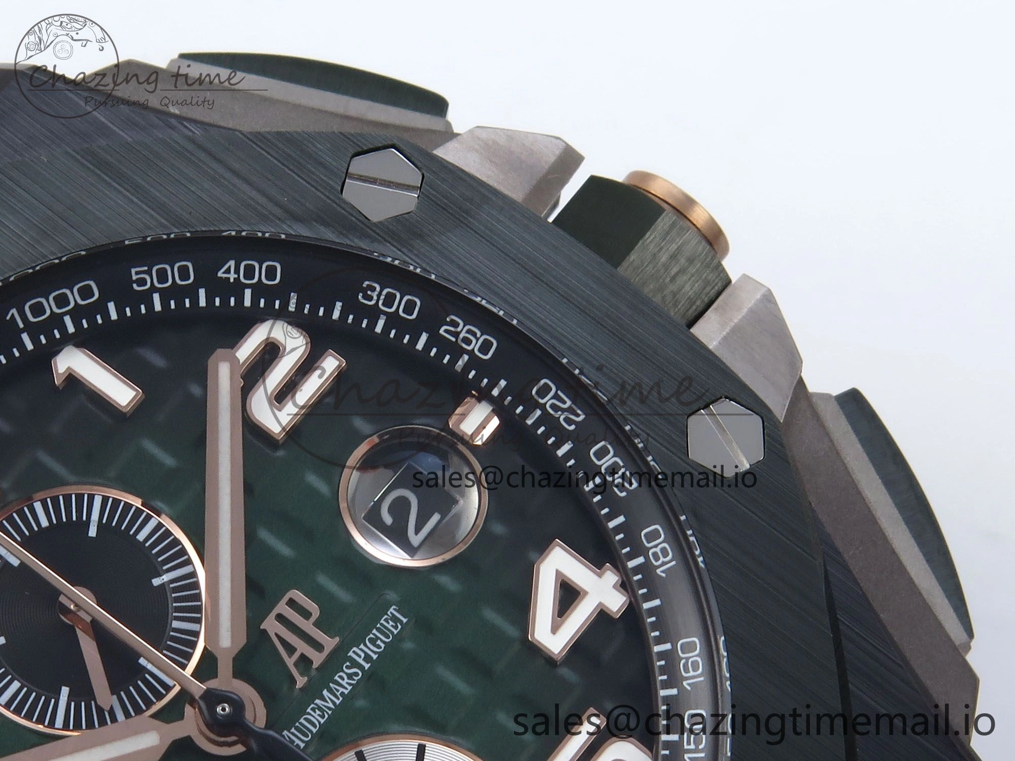 Royal Oak Offshore 44mm Black Ceramic TKF 1:1 Best Edition Green Dial on Green Rubber Strap A3126
