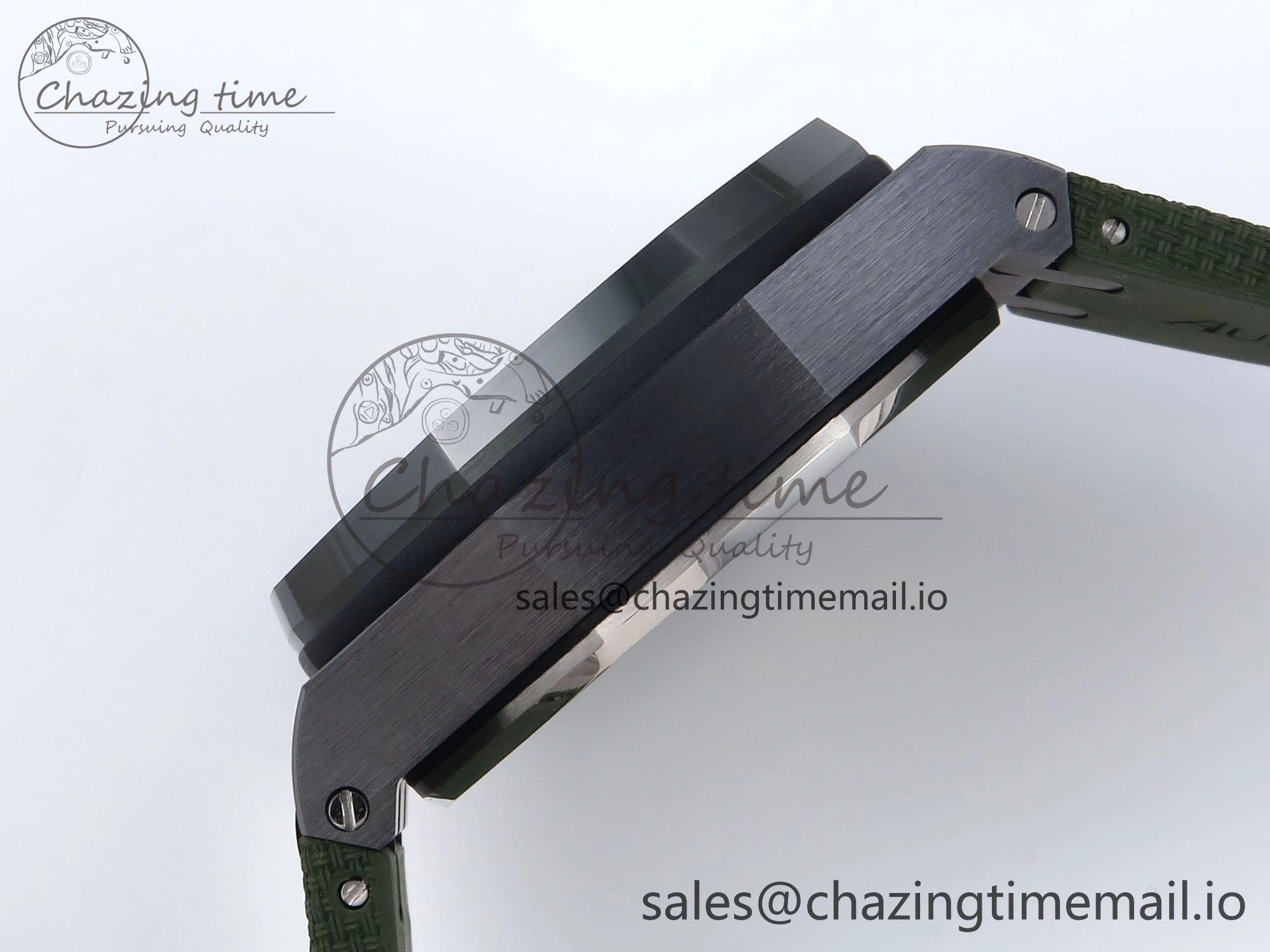 Royal Oak Offshore 44mm Black Ceramic TKF 1:1 Best Edition Green Dial on Green Rubber Strap A3126
