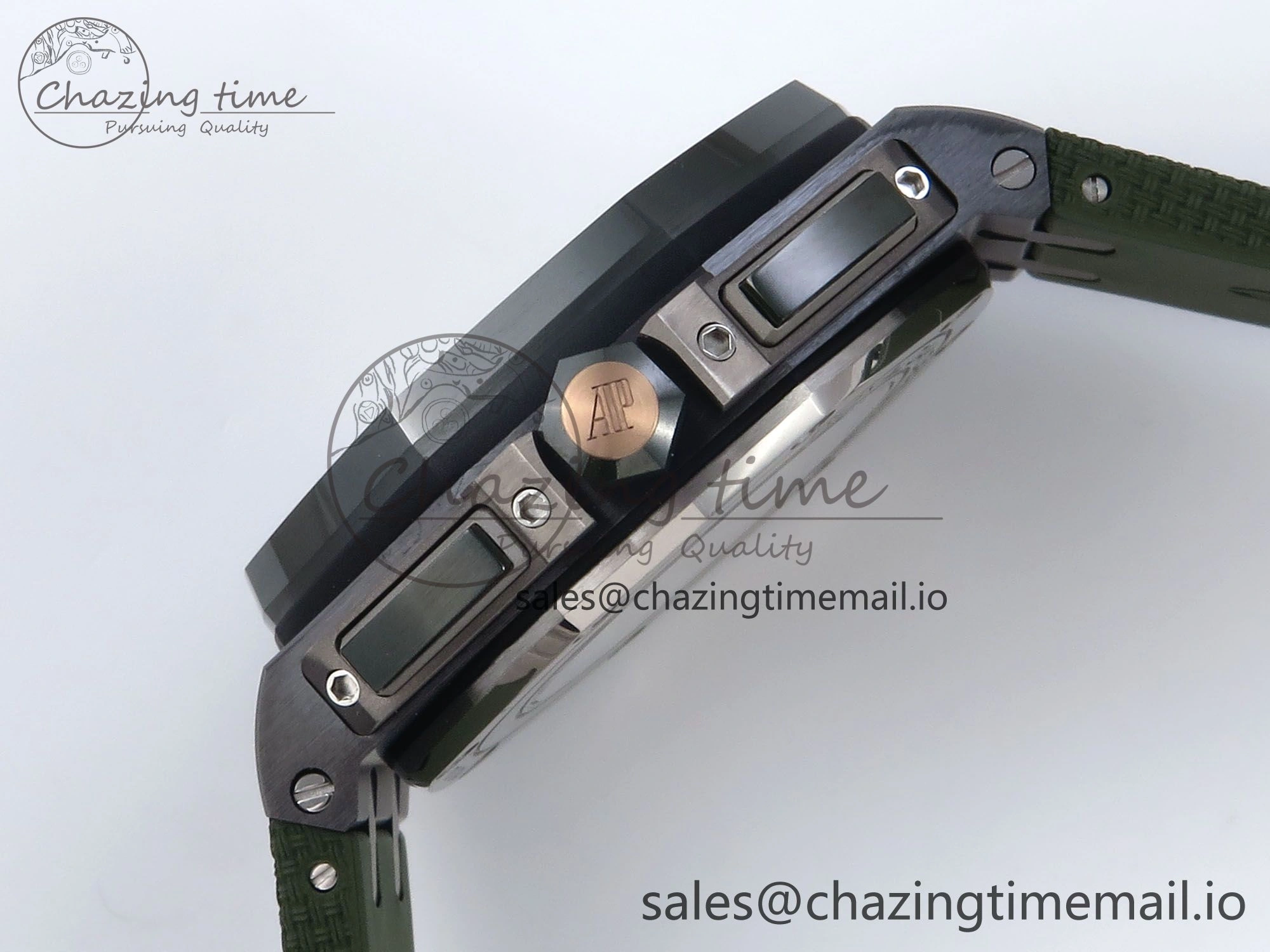 Royal Oak Offshore 44mm Black Ceramic TKF 1:1 Best Edition Green Dial on Green Rubber Strap A3126