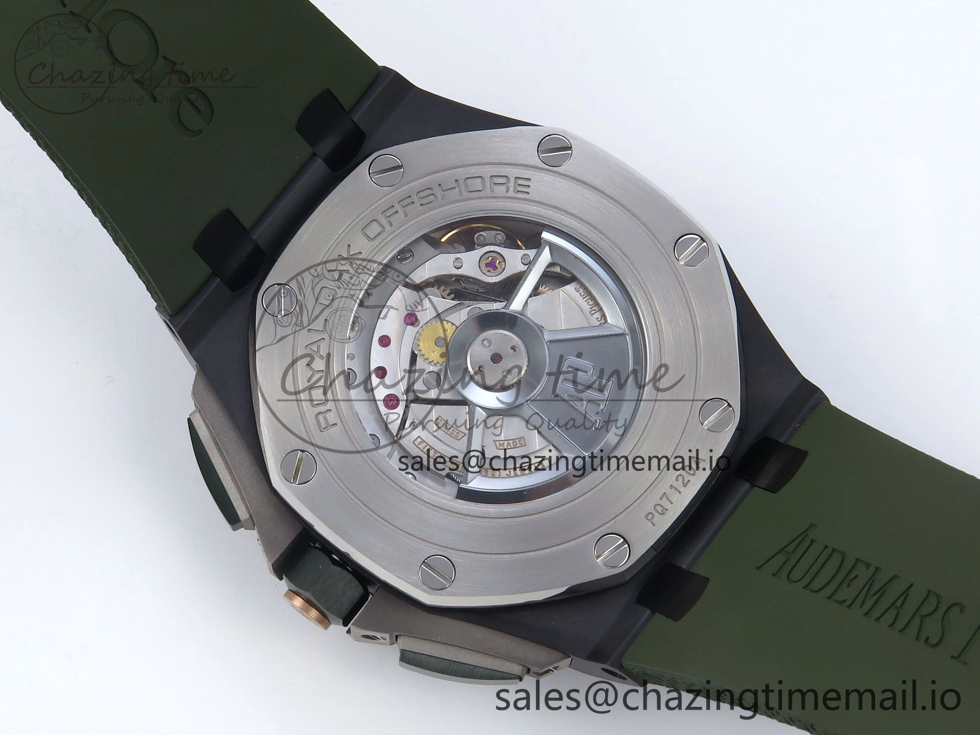 Royal Oak Offshore 44mm Black Ceramic TKF 1:1 Best Edition Green Dial on Green Rubber Strap A3126