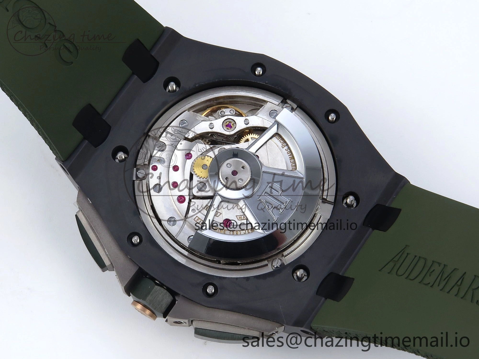 Royal Oak Offshore 44mm Black Ceramic TKF 1:1 Best Edition Green Dial on Green Rubber Strap A3126