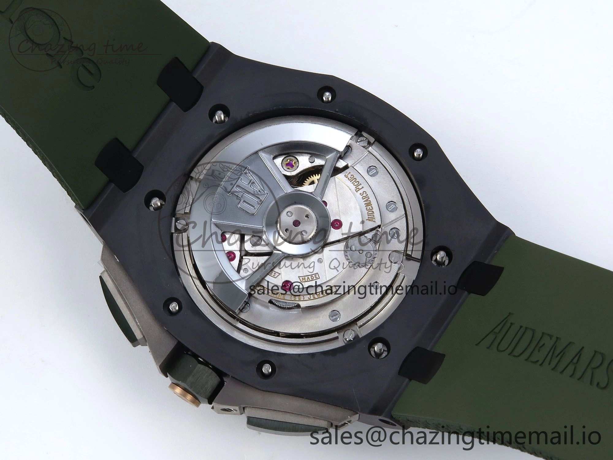 Royal Oak Offshore 44mm Black Ceramic TKF 1:1 Best Edition Green Dial on Green Rubber Strap A3126