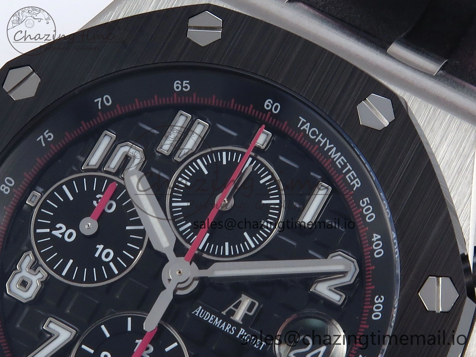 Royal Oak Offshore 44mm Black Themes SS TKF 1:1 Best Edition Black Dial on Black Red Rubber Strap A3126