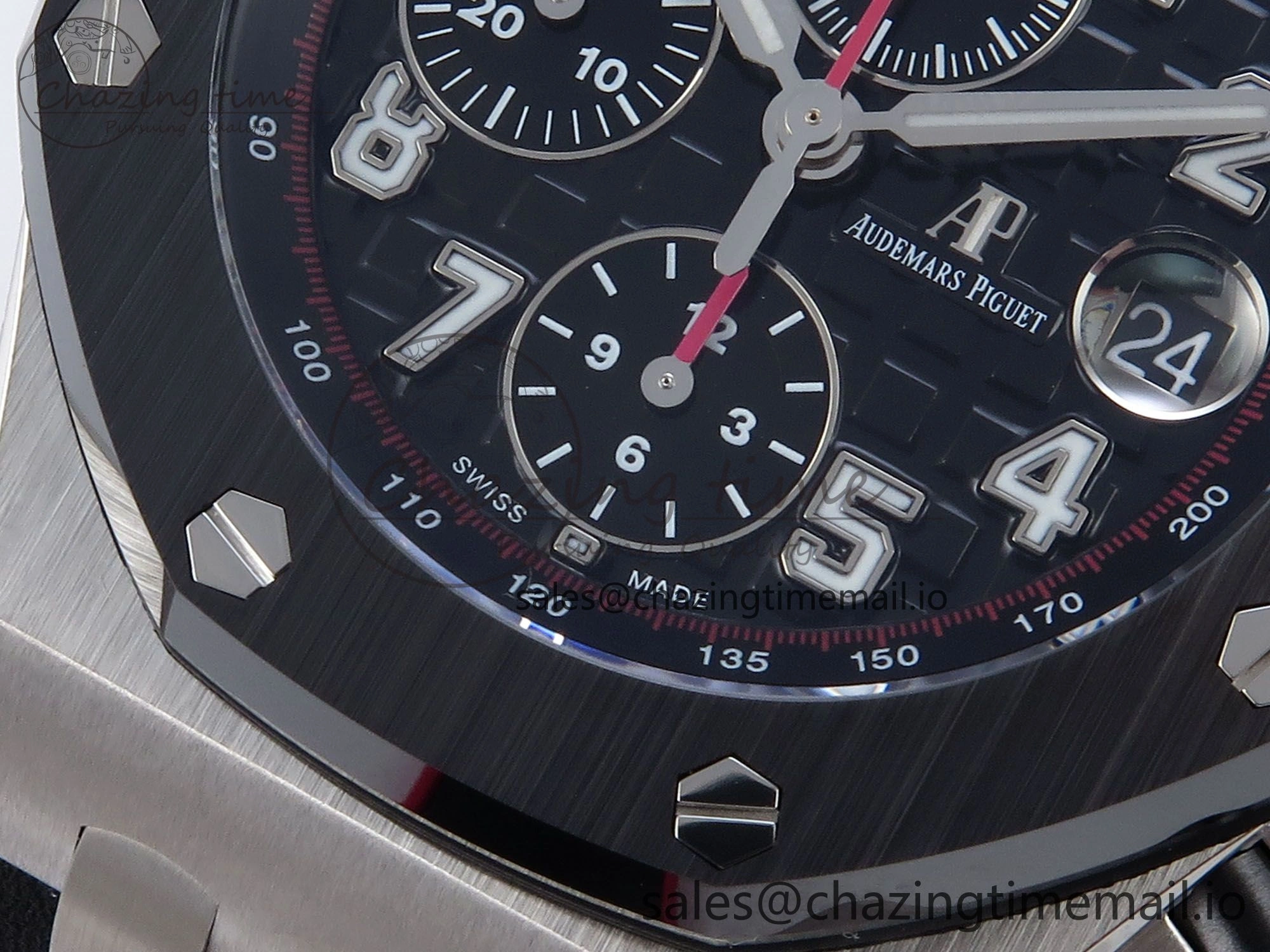 Royal Oak Offshore 44mm Black Themes SS TKF 1:1 Best Edition Black Dial on Black Red Rubber Strap A3126