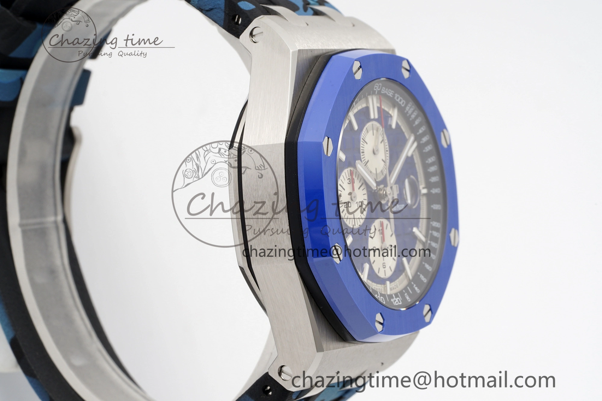 Royal Oak Offshore 44mm Blue Ceramic Bezel APF 1:1 Best Edition Blue Dial on Blue Camou Strap A3126 V2