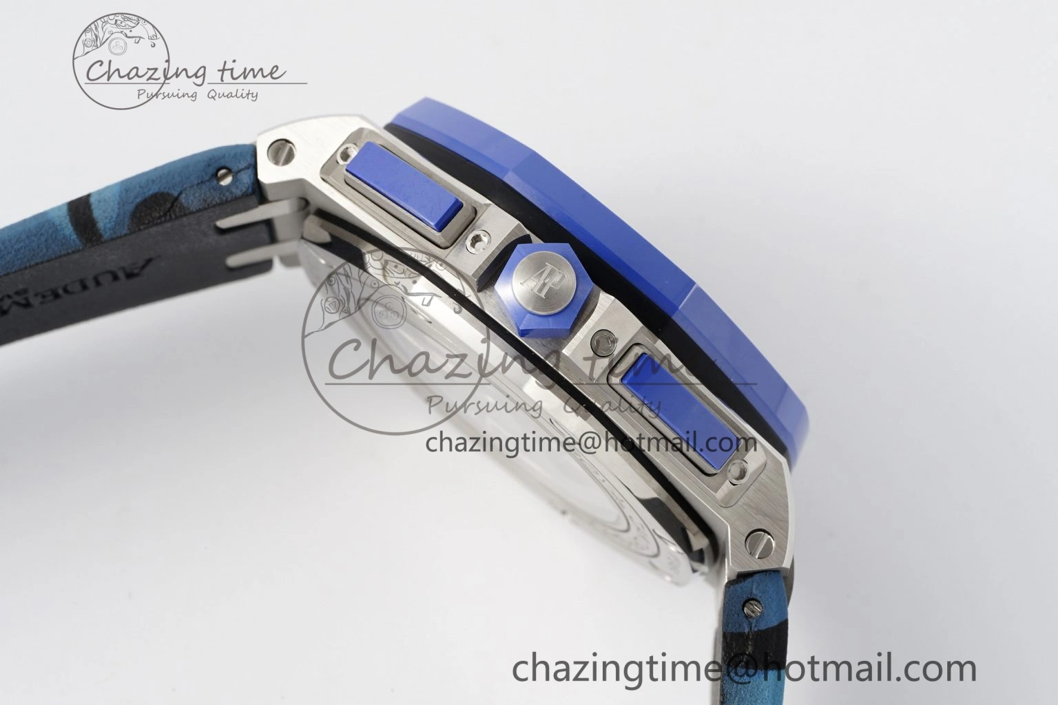 Royal Oak Offshore 44mm Blue Ceramic Bezel APF 1:1 Best Edition Blue Dial on Blue Camou Strap A3126 V2
