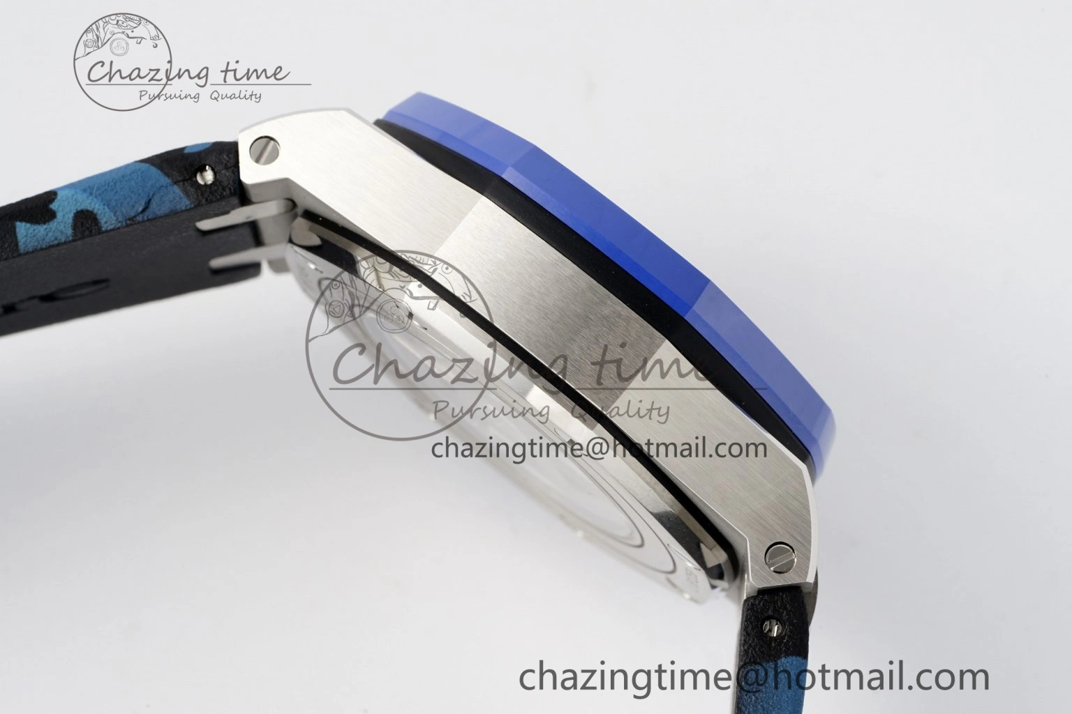Royal Oak Offshore 44mm Blue Ceramic Bezel APF 1:1 Best Edition Blue Dial on Blue Camou Strap A3126 V2