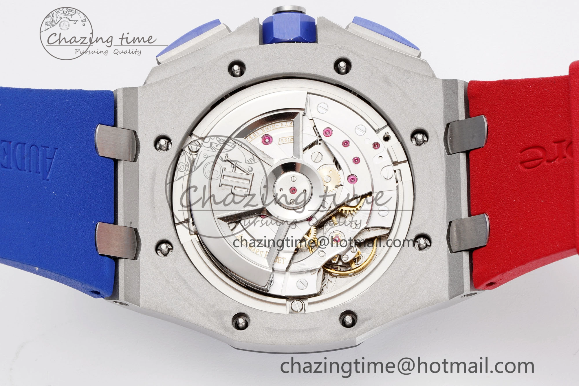 Royal Oak Offshore 44mm Blue Ceramic Bezel APF 1:1 Best Edition Blue Red Dial on Blue Red Rubber Strap A3126 V2
