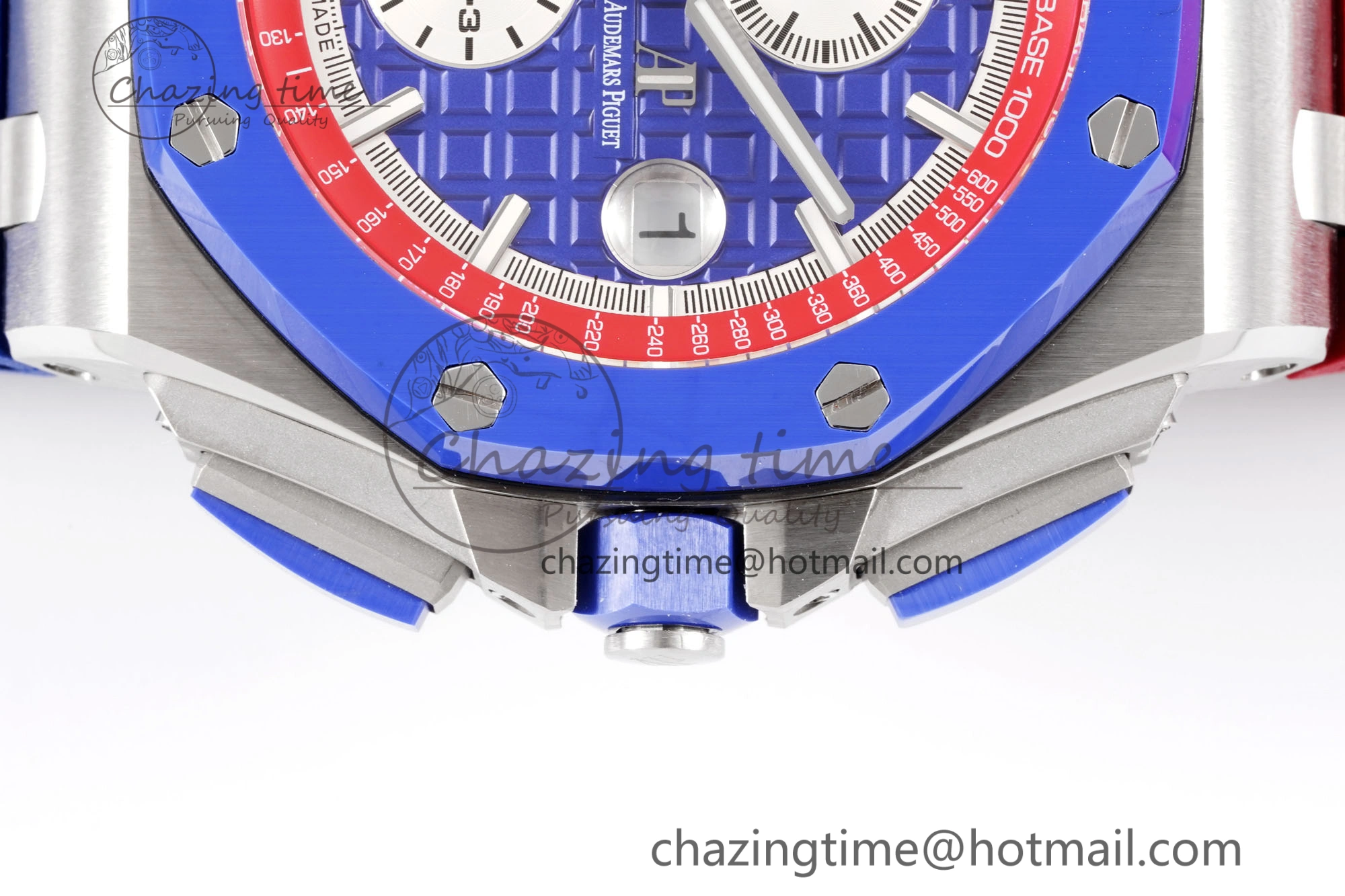 Royal Oak Offshore 44mm Blue Ceramic Bezel APF 1:1 Best Edition Blue Red Dial on Blue Red Rubber Strap A3126 V2