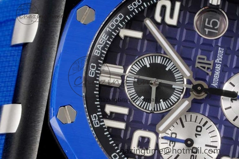 Royal Oak Offshore 44mm Blue Black Ceramic APF 1:1 Best Edition Blue Black Dial on Rubber Strap A3126 V2