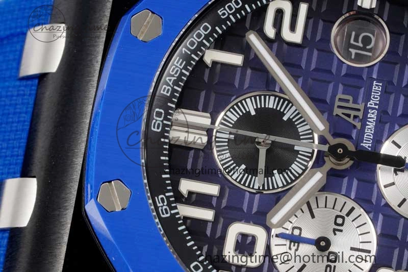 Royal Oak Offshore 44mm Blue Black Ceramic APF 1:1 Best Edition Blue Black Dial on Rubber Strap A3126 V2