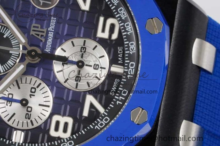 Royal Oak Offshore 44mm Blue Black Ceramic APF 1:1 Best Edition Blue Black Dial on Rubber Strap A3126 V2