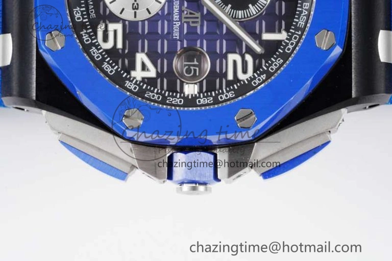 Royal Oak Offshore 44mm Blue Black Ceramic APF 1:1 Best Edition Blue Black Dial on Rubber Strap A3126 V2