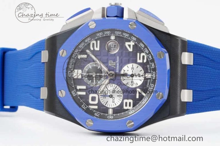 Royal Oak Offshore 44mm Blue Black Ceramic APF 1:1 Best Edition Blue Black Dial on Rubber Strap A3126 V2