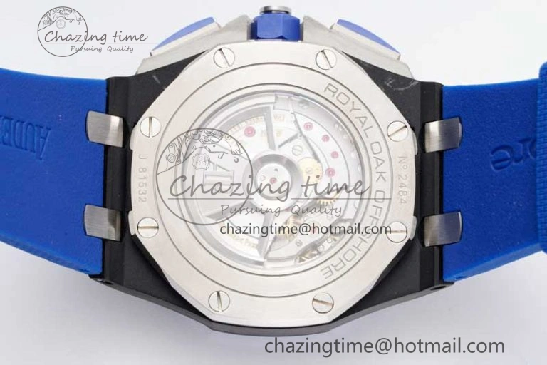 Royal Oak Offshore 44mm Blue Black Ceramic APF 1:1 Best Edition Blue Black Dial on Rubber Strap A3126 V2
