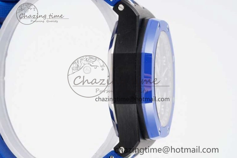 Royal Oak Offshore 44mm Blue Black Ceramic APF 1:1 Best Edition Blue Black Dial on Rubber Strap A3126 V2