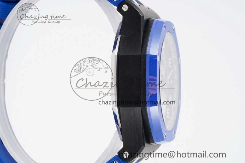 Royal Oak Offshore 44mm Blue Black Ceramic APF 1:1 Best Edition Blue Black Dial on Rubber Strap A3126 V2