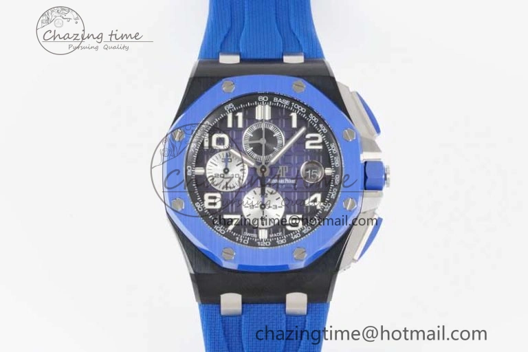 Royal Oak Offshore 44mm Blue Black Ceramic APF 1:1 Best Edition Blue Black Dial on Rubber Strap A3126 V2