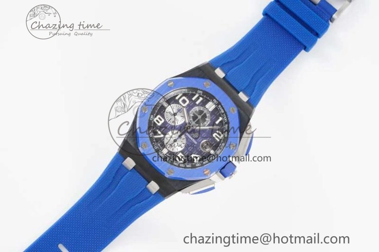 Royal Oak Offshore 44mm Blue Black Ceramic APF 1:1 Best Edition Blue Black Dial on Rubber Strap A3126 V2