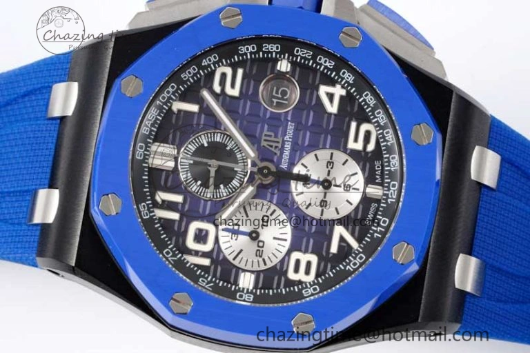 Royal Oak Offshore 44mm Blue Black Ceramic APF 1:1 Best Edition Blue Black Dial on Rubber Strap A3126 V2
