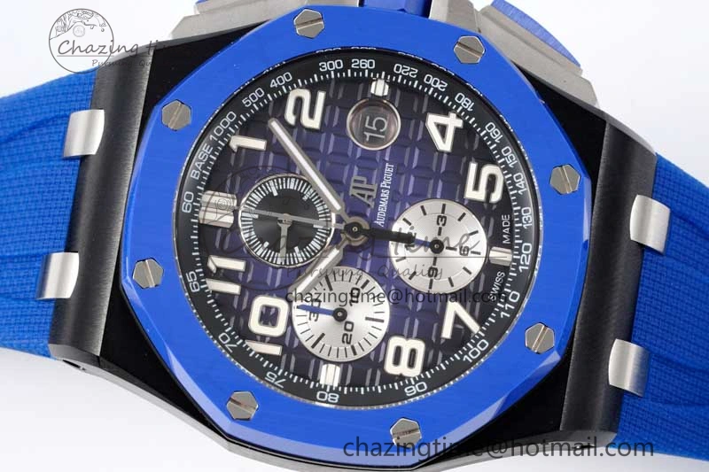 Royal Oak Offshore 44mm Blue Black Ceramic APF 1:1 Best Edition Blue Black Dial on Rubber Strap A3126 V2