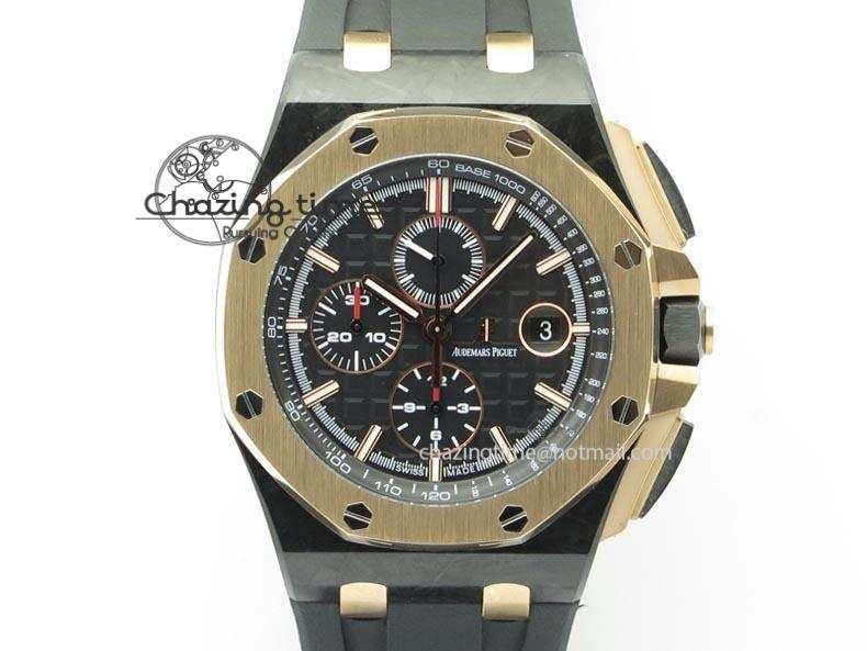 Royal Oak Offshore 44mm Forged Carbon QEII CUP 2016 JF Best Edition On Rubber Strap A3126 V3