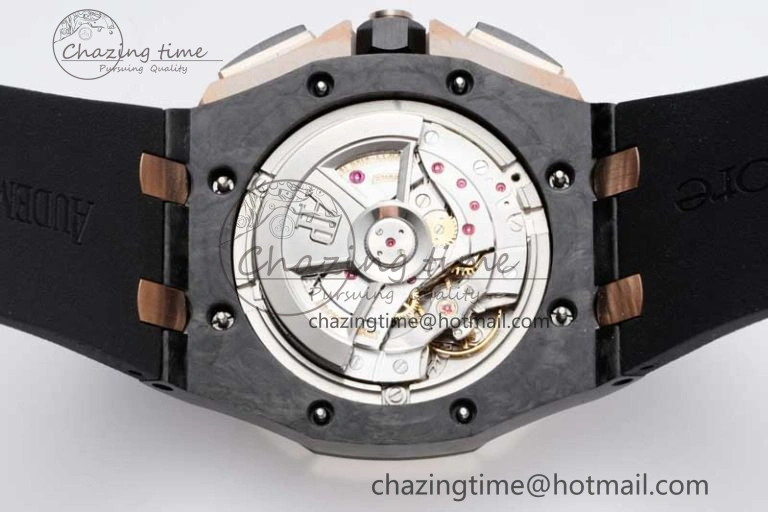 Royal Oak Offshore 44mm Forged Carbon RG Bezel APF 1:1 Best Edition Black Dial on Rubber Strap A3126 V2