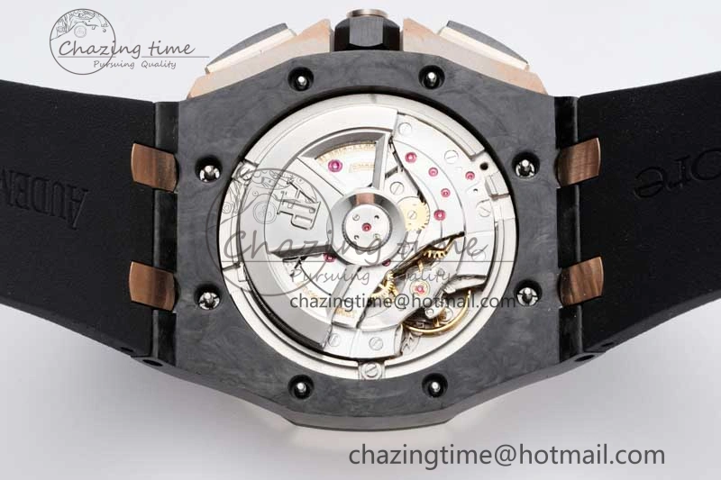 Royal Oak Offshore 44mm Forged Carbon RG Bezel APF 1:1 Best Edition Black Dial on Rubber Strap A3126 V2