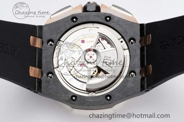 Royal Oak Offshore 44mm Forged Carbon RG Bezel APF 1:1 Best Edition Black Dial on Rubber Strap A3126 V2