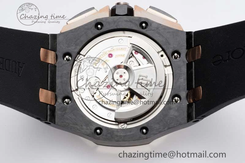 Royal Oak Offshore 44mm Forged Carbon RG Bezel APF 1:1 Best Edition Black Dial on Rubber Strap A3126 V2