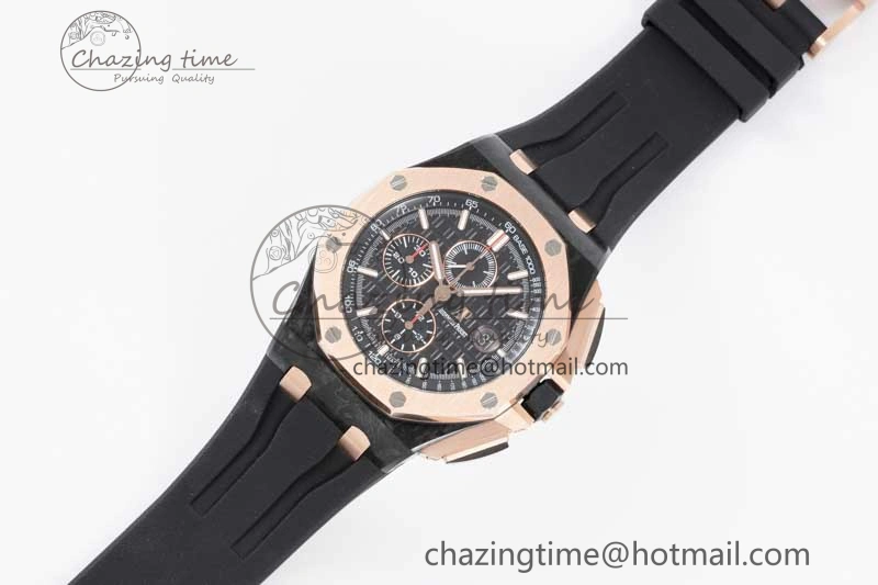 Royal Oak Offshore 44mm Forged Carbon RG Bezel APF 1:1 Best Edition Black Dial on Rubber Strap A3126 V2