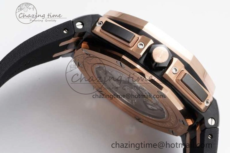 Royal Oak Offshore 44mm Forged Carbon RG Bezel APF 1:1 Best Edition Black Dial on Rubber Strap A3126 V2