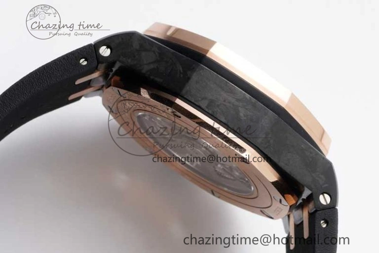 Royal Oak Offshore 44mm Forged Carbon RG Bezel APF 1:1 Best Edition Black Dial on Rubber Strap A3126 V2