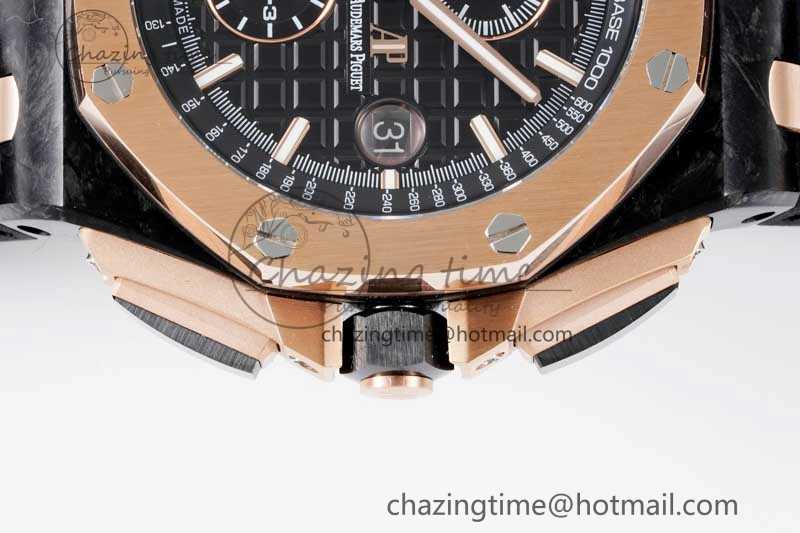 Royal Oak Offshore 44mm Forged Carbon RG Bezel APF 1:1 Best Edition Black Dial on Rubber Strap A3126 V2