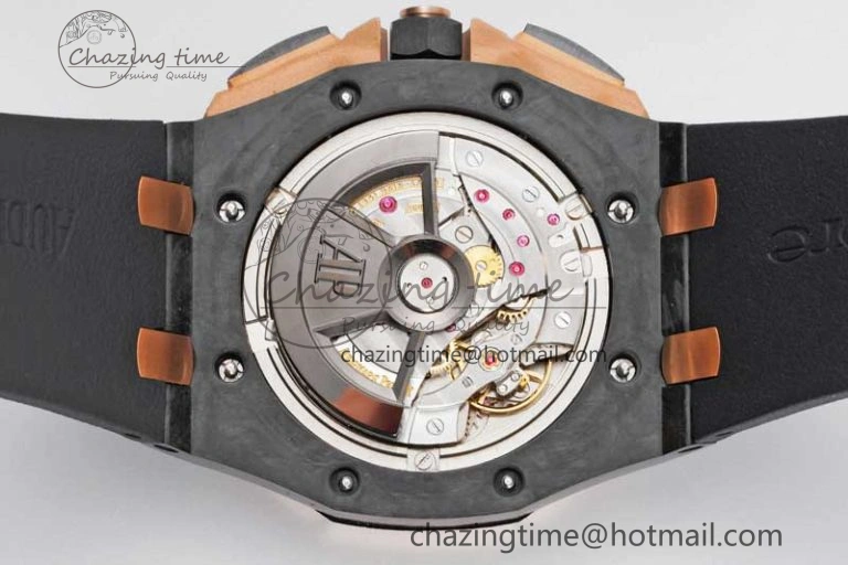 Royal Oak Offshore 44mm Forged Carbon RG Bezel JJF 1:1 Best Edition Black Dial on Rubber Strap A3126 V2