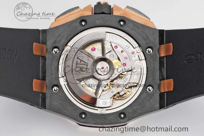 Royal Oak Offshore 44mm Forged Carbon RG Bezel JJF 1:1 Best Edition Black Dial on Rubber Strap A3126 V2