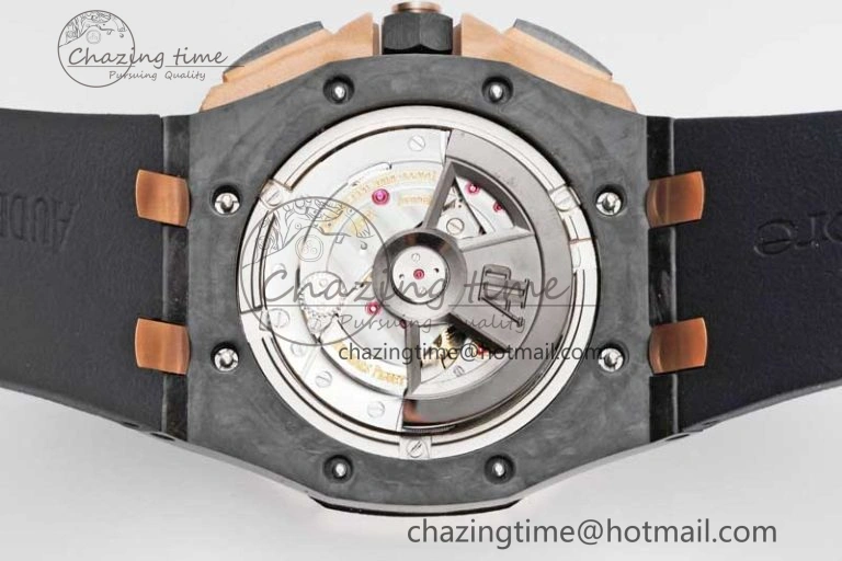 Royal Oak Offshore 44mm Forged Carbon RG Bezel JJF 1:1 Best Edition Black Dial on Rubber Strap A3126 V2