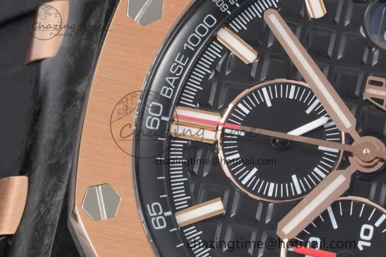 Royal Oak Offshore 44mm Forged Carbon RG Bezel JJF 1:1 Best Edition Black Dial on Rubber Strap A3126 V2