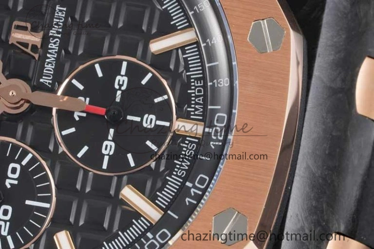 Royal Oak Offshore 44mm Forged Carbon RG Bezel JJF 1:1 Best Edition Black Dial on Rubber Strap A3126 V2